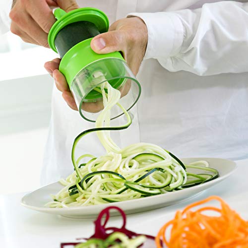 InnovaGoods® Cortador de verdura Spiralicer, ralladores de cocina para verduras, accesorios cocina, Utensilio de cocina espiralizador de verduras, cortador de verduras manual, Color Verde