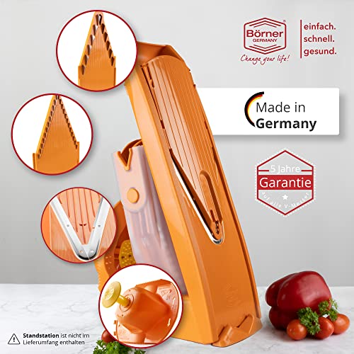 Börner Starter Set V1 mandolina Slicer en Naranja: un Cortador de Verduras y Frutas con Cuchillas de Acero Inoxidable