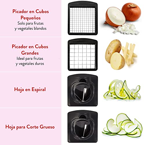 Cortador de Verdura Picadora Manual - Picador de Verduras Patatas Cebolla (4-en-1 - Blanco)